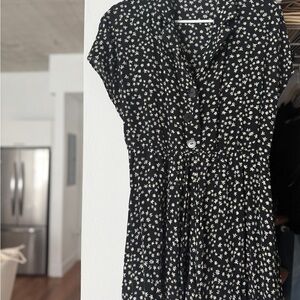 Zara Black and White Floral Midi Romper